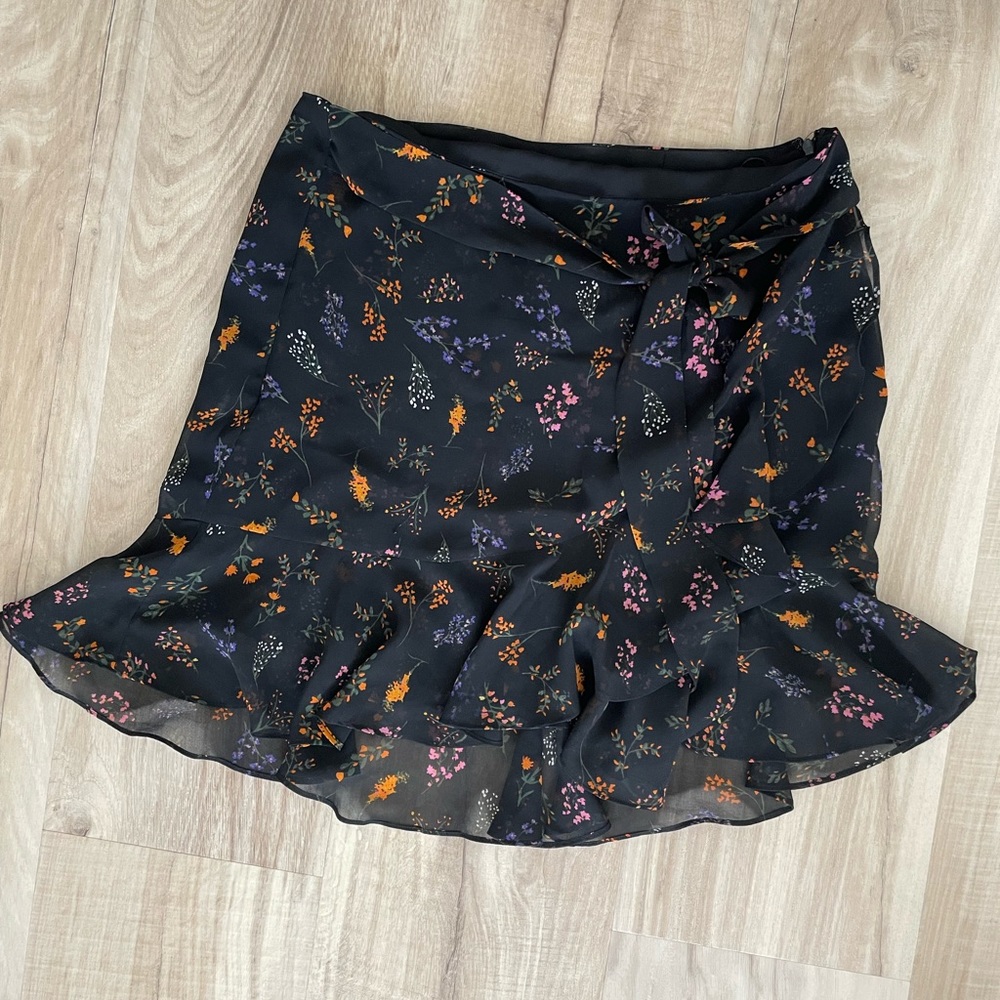 Rebecca Minkoff black Floral wrap skirt